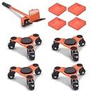 Ronlap 6-Inch Steel Tri-Dolly, 3 Wheels Furniture Mover's Dolly with Lifer, Heavy Furniture Moving Rollers Leg Dolly, 200 KG Capacity 4 Pack (orange)