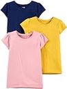Simple Joys by Carter's Girls' Short-sleeve Shirts, Pack of 3, Mustard Yellow/Navy/Pink, 5