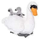 Uni-Toys - Cisne con bebés - 24 cm (Altura) - pájaro de Peluche - Peluche