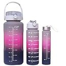 Electron Water Bottle Set of 3 Sipper Bottle with 2 Litre, 900ml, 500ml Capacity, Airtight & Spill-Proof (Black)