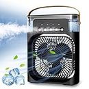 Portable Air Conditioner Fan, Mini Personal Evaporative Air Cooler Oscillation/Humidifier/Timing Function, Desktop Misting Fast Cooling Fan With Led Light For Room Office Camping (Black)