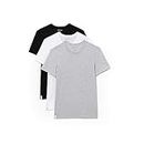 Lacoste Men's Essentials 3 Pack 100% Cotton Regular Fit Crewneck T-Shirts, White/Silver Chineblack, Medium