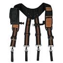 KUNN Carpenter Padded Tool Belt Suspender Tool Harness with Moveable Magnetic Wristband,Khaki