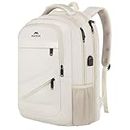MATEIN 17 inch Laptop Backpack for Women, Big Travel Backpack Airline Approved with Luggage Strap, Heavy Duty Work Bag with USB Charging Port, Water Resistant Bag for College, Beige