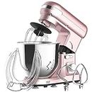 6.5L Stand Mixer, Pink Electric Food Mixer, 6-Speed Food Processor, Kitchen Machine with Dough Hook, Whisk & Beater | 1400W Updated