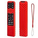 Caldipree Silicone Case Cover Compatible with Sony Smart TV 2023 Series Voice Remote RMF-TX910U [Remote NOT Included] (Red)