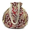Daily Deals Potli Bag | Stylish Potli Bags for Women | Ethnic Handbags with Embroidery Work for Party, Wedding. (Brown)