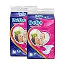 BEBE Baby Taped style Diaper, Pack of 2, Extra Comfort and Protection, 5 to 11 Kg (108 Pieces, M)