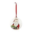 Mud Pie Ceramic Christmas Ball Ornament, Santa with Wreath, 4" Dia