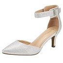 DREAM PAIRS Women's Lowpointed Silver Glitter Low Heel Dress Pump Shoes - 7 M US
