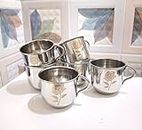 Anixa Creation Pack of 6 Stainless Steel Tea Cup Set | Steel Cups | Coffee Cups | Payali Set, Mini Cups Set of 6 | Chai ka Cup | Steel Tea Cups Set of 6 - Singlr Wall