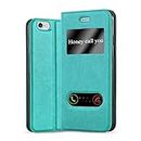 Cadorabo Book Case Works with Apple iPhone 6 / iPhone 6S in Mint Turquoise - with Magnetic Closure, 2 Viewing Windows and Stand Function - Wallet Etui Cover Pouch PU Leather Flip