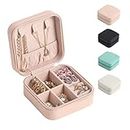 SYCARON Small Jewelry Box for Graduation Gifts, Travel Jewelry Organizer Trendy Mini Jewelry Case Storage for Women Birthday Gifts Earring Rings Necklace Bracelets Accessories, Pink