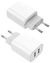 2 Pack Chargeur Prise USB, Double Charge Mural Chargeur Adaptateur Universel pour iPhone 14/13/12/11/x/8, Samsung, Xiaomi, Huawei Téléphones Charger