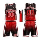 Personalize Your Own Team Basketball Uniform Suit for Kids Adults with Your Custom Name and Number… (Black-Red)