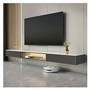 Floating Tv Stand Wall Mounted Floating TV Stand Wall Mounted TV Cabinet with 2 Drawers and 1 Shelf, Slate Tabletop, Floating Entertainment Center Smart Television Console with Sensor LED Light Floati
