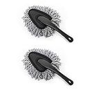 MoKo Car Duster, 2 Pack Super Soft Microfiber Car Dash Duster Detail Brush Set Interior Exterior Cleaning Dusting and Washing Tool for Car Motorcycle Automotive Dashboard Air Vents - Blue