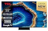 55" QLED Mini LED C805 4K Ultra HD Android Smart HDR TV (Dolby Atmos, Dolby Vision, HDR10+, Bluetooth, 144Hz Motion Clarity Pro, Chromecast Built-In, 240Hz Game Accelerator)