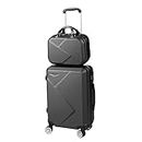Slimbridge 2PCS 20" Inch Carry On Luggage Set Suitcase 12" Hand Baggage Trolley Travel Packing Lock Hard Shell Wheels Spinner Luggages Suitcases Bag Case Dark Grey