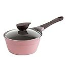Neoflam Eela Covered Saucepan with Glass Lid, Steam Releasing Knob and Bakelite Handle, 1.5-Quart, Pink