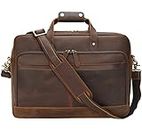 Genuine Leather Briefcase for Men 17 Inch Laptop Crossbody Shoulder Messenger Office Bag Brown Vintage Attache Case Handbag for Business Travel Work Lawyer - Large
