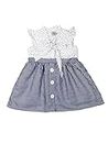 Doodle Dress for Baby Girls | Breathable Kids Frock & Dresses for Babies Baby Frocks with Waist Tie | Cap Sleeves & Knee Length (White & Navy | Age Option 6 Months to 4 Years)
