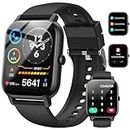 Nerunsa Smartwatch für Damen Herren, 1,85 Zoll Touchscreen Smart Watch mit Anrufe, IP68 Wasserdicht Fitnessuhr mit Herzfrequenzmonitor Schlafmonitor Schrittzähler, Sportuhr für iOS Android, Schwarz