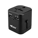 GoTrippin Premium Universal Travel Adapter with 5 Year Warranty, Dual USB Charger Ports and Smart Charging (Black), International Worldwide Charger Plug for Phone, Laptop, Mobile, Camera, Tablet