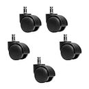 SAVYA HOME Set of 5 Office Chair Casters-Pin Type Wheels-Smooth Rolling-Standard Size for Computer and Gaming Chairs, Safe for Hardwood Floors and Carpets (5)