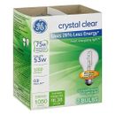 2 GE 53W 53 = 75 Watt Output Crystal Clear A19 Medium Base Light Bulbs