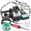 YIHUA 926LED-IV EVO 110W Soldering Station 90~480°C Soldering Kit with 4 Helping Hands, 1 Magnifier with LED, Solder Wire Dispenser, 3 Extra Soldering Tips, 35g Lead-Free Solder Wire(UK Plug)