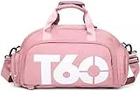 HOUSEHOLD CULTURE Men Women Outdoor Sport Bags T60 Waterproof luggage/travel Bag/Gym Sport Backpack Multifunctional Sports Bag (Light Pink)