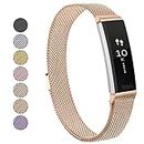 Vancle Bands Compatible with Fitbit Alta HR Band/Fitbit Alta Band for Women Men, Breathable Stainless Steel Loop Mesh Strap with Unique Magnet Lock for Fitbit Alta HR (No Tracker) Rose gold
