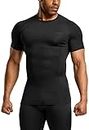 TSLA Men's Cool Dry Short Sleeve Compression Shirts, Athletic Workout Shirt, Active Sports Base Layer T-Shirts MUB23-AUK_Medium