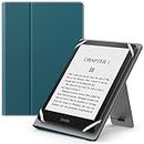 MoKo Étui Universel pour 6" 6.8" 7" Kindle eReaders Fire Tablette-Kindle/Kobo/Voyaga/Lenovo/Sony Kindle E-Book E-Reader Tablette, Coque en PU avec Support Réglable et Dragonne, Bleu Vert