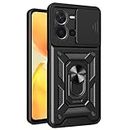 Ysnzaq Armor Case Compatible with Vivo Y36 6.64", [Shockproof Protective] [Lens Push Window] Phone Cover with Magnetic Kickstand for Vivo Y36 SJ Black