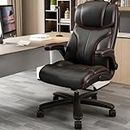 Executive Desk Chair, Sucrever Big and Tall Home Office Chairs for Heavy People 400lbs Wide Seat, High Back Large Executive Office Chair with Adjustable Flip up Arms, Black Leather Computer Desk Chair