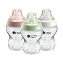 Tommee Tippee Closer to Nature Newborn Baby Bottles, Slow Flow Breast-Like Teat with Anti-Colic Valve, 260ml, Pack of 3, 0 Months+