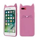 Case Creation iPhone 6S Plus Cat Covers,Cute 3D Mustache Cat Kitty Soft Mobile Phone Cases Back Cover for Apple iPhone 6S Plus -Pink