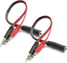 3.5mm Female to 2 Male Jack Plug Audio Stereo PC Headset Mic Y Splitter Cables