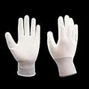 FANGULU 10 Pairs White Nylon Gloves Non-slip And Anti-static PU Gloves Suitable for Machining Electronic Assembly Automobile Making Construction Site Logistics Loading And Unloading(20PCS)