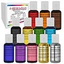 12 Color-US Cake Supply by Chefmaster Airbrush Cake Color Set - The 12 Most Popular Colors in 0.7 fl. oz. (20ml) Bottles