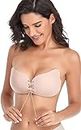 Belanto Women's & Girls Nipple Cover Strapless Bra, Instant Breast Lift Up Bra for Women Sexy, Backless Push up Bra,Self Adhesive Reusable Lift Up Invisible Bra for Sagging Breast (Beige)