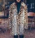 Invierno Para mujeres Abrigo Informal Parka Cálido Piel Sintética Estampado de Leopardo Talla Grande