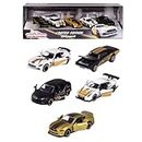 Majorette - Limited Edition 9 Gift Set - 5 Small Model Cars in Gold Look, for Children from 3 Years, Toy Cars with Freewheel and Suspension, with 2 Exclusive Car Models