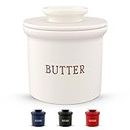 Kook Butter Keeper Dish, French Ceramic Crock For Counter With Lid, Embossed Container, For Soft Butter, Perfect for Chrismas Gift, Home and Kitchen Decor, Speckled White (Oatmeal)