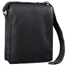 STILORD 'Lars' Vintage Leather Shoulder Bag for 13.3 Inch Tablet MacBooks and iPad Men's Messenger Bag Genuine Leather, black, L, shoulder bag