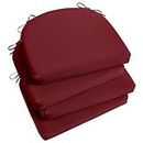 Basic Beyond Outdoor Chair Cushions for Patio Furniture, Waterproof Outdoor Cushions, Round Corner Patio Chair Cushions Set of 4 with Ties, 17"x16"x2", Red