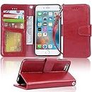 Arae Case for iPhone 6s / iPhone 6, Premium PU Leather Wallet case [Wrist Strap] Flip Folio [Kickstand Feature] with ID&Credit Card Pockets for iPhone 6s / 6 4.7 inch (Wine Red)