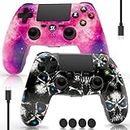 Controller for PS4, Wireless Controllers 2 Pack for PlayStation 4/Slim/Pro, Remote Control with Double Vibration/6-Axis Motion Sensor/Speaker/3.5mm Audio Jack/Touch Pad/800mAh Battery, Black & Pink